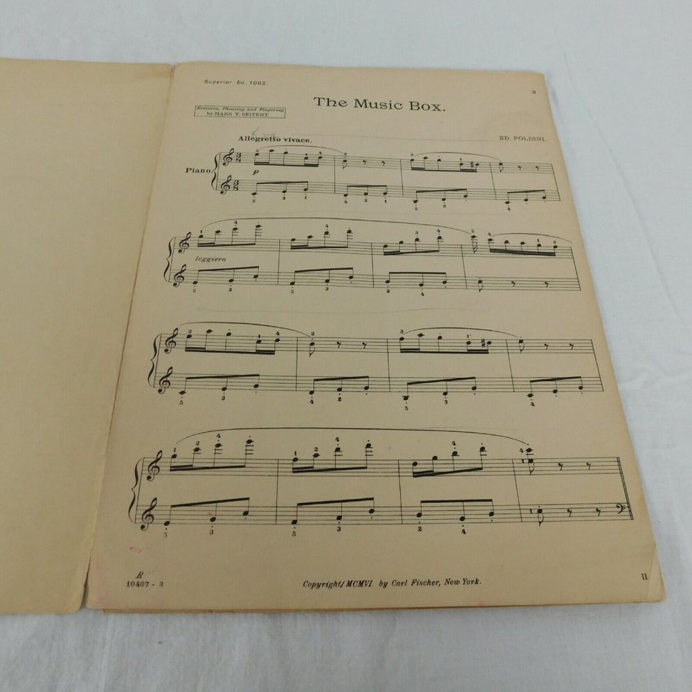 Antique Piano Sheet Music 1906 The Music Box Easy Instructive Second Third Grade - Picture 2 of 6